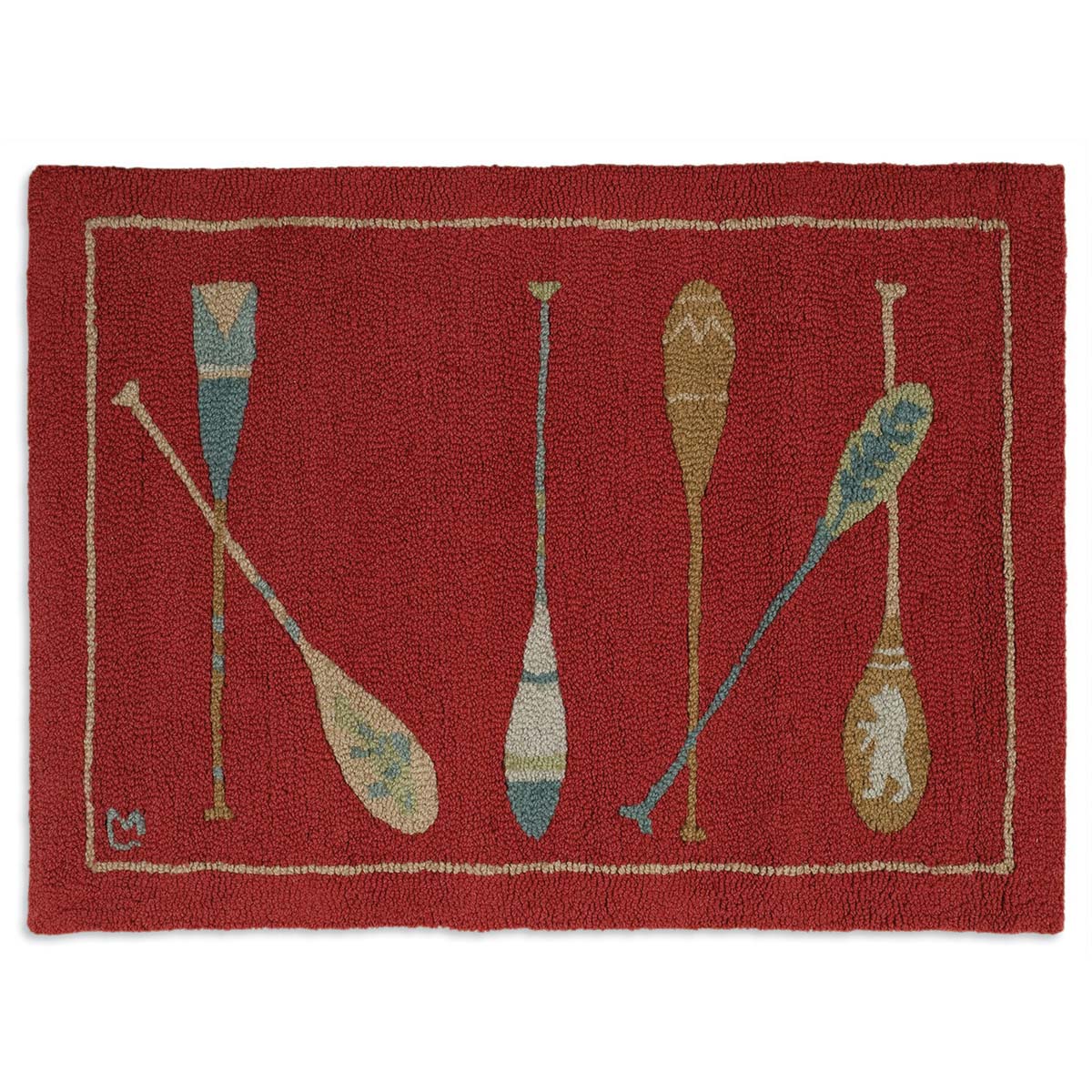 Crimson Paddles Hooked Wool Petite Accent Rug - OUT OF STOCK UNTIL 07/03/2026