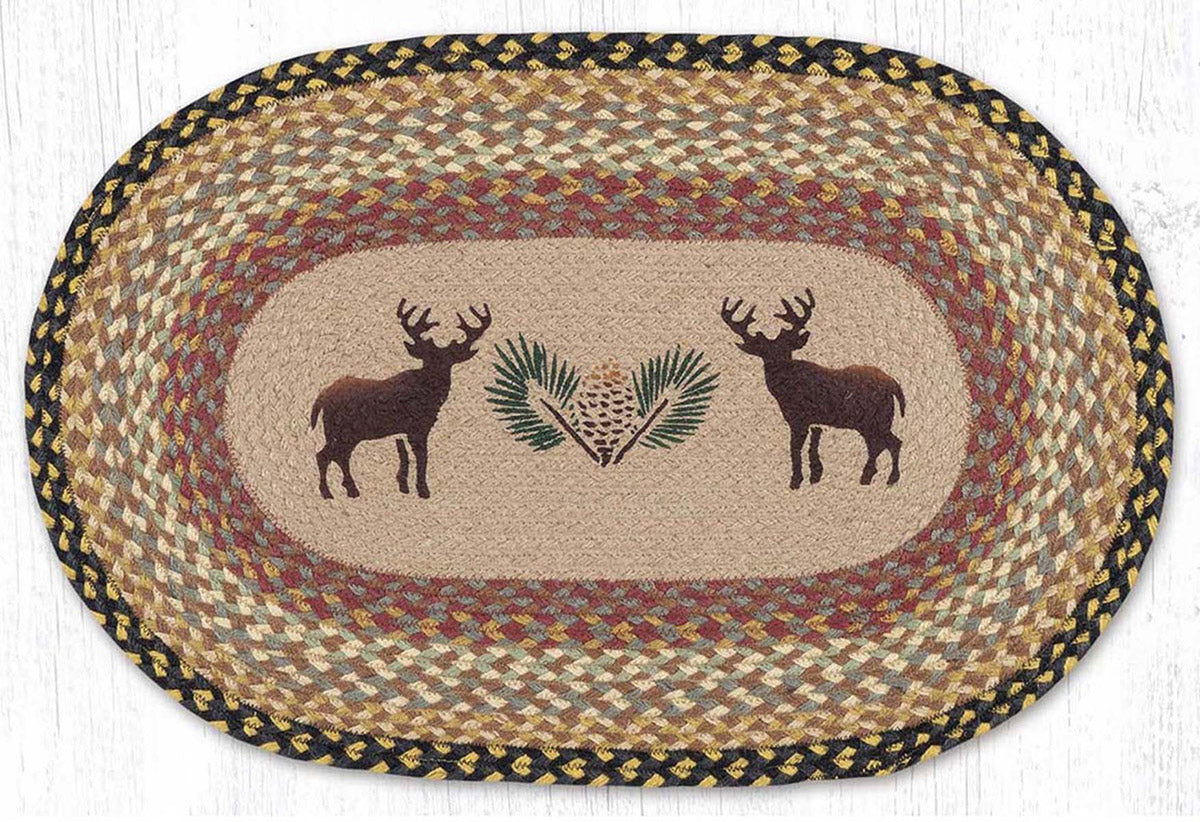 Buck & Pinecone Oval Patch Rug