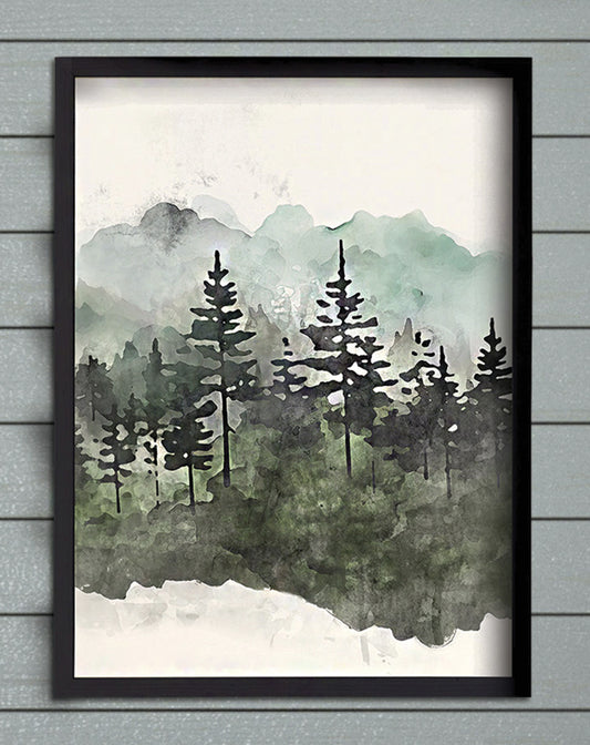 Serene Forest Watercolor Wall Art - 2 - OVERSTOCK