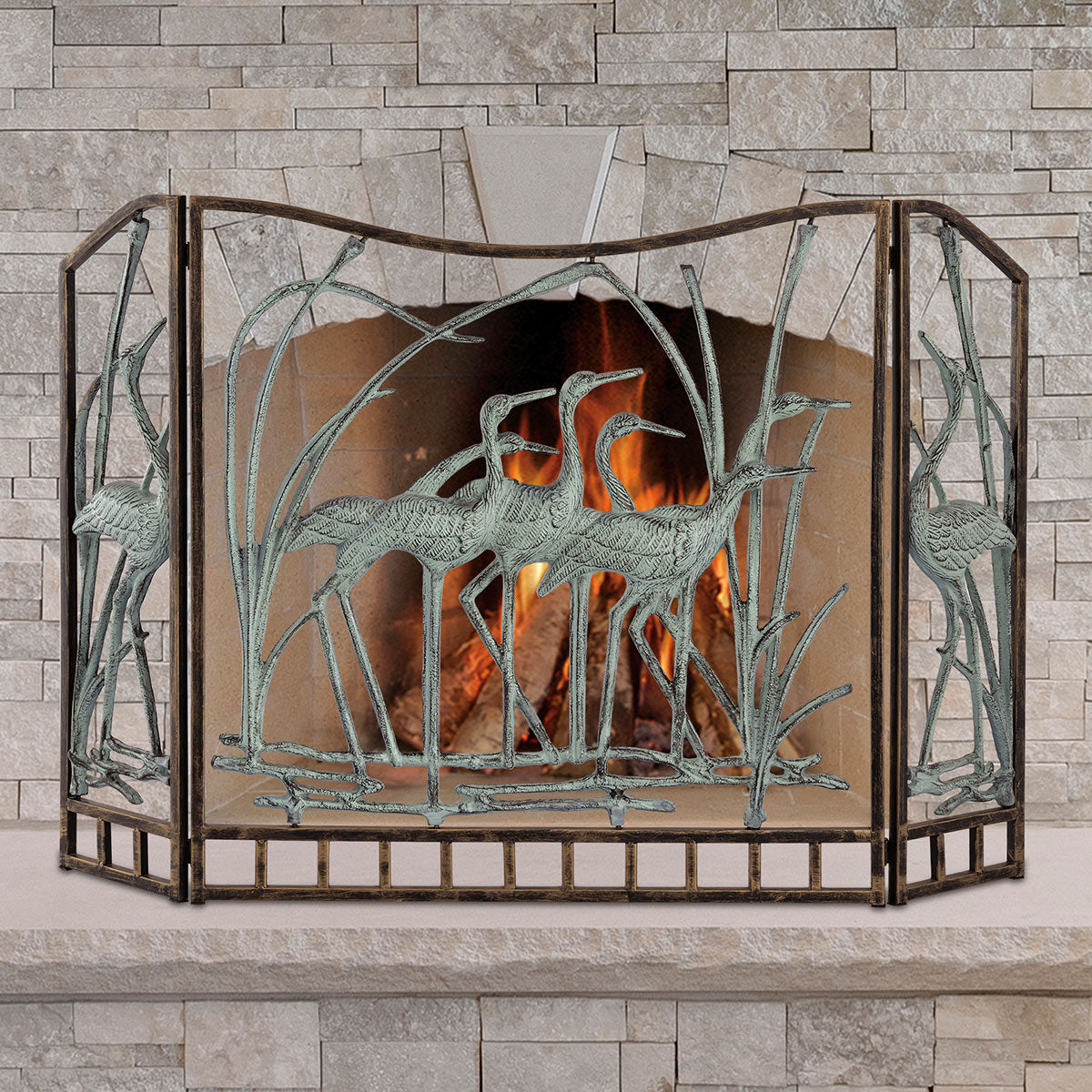 Crane Flock Fireplace Screen - OVERSTOCK - OUT OF STOCK