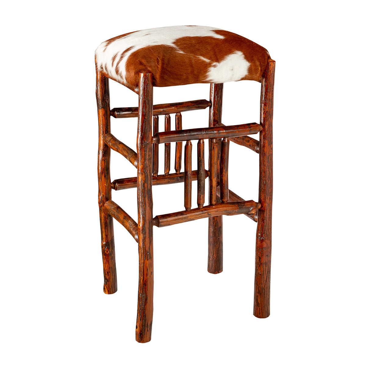 Yellowstone Gallatin Valley Spindle Backless Barstool - Cowhide Seat