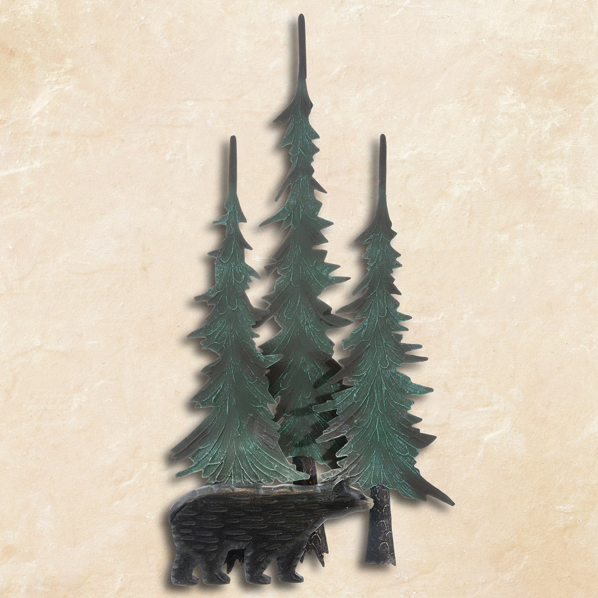 Black Bear & Tree Metal Wall Sculpture