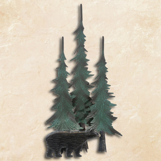 Black Bear & Tree Metal Wall Sculpture