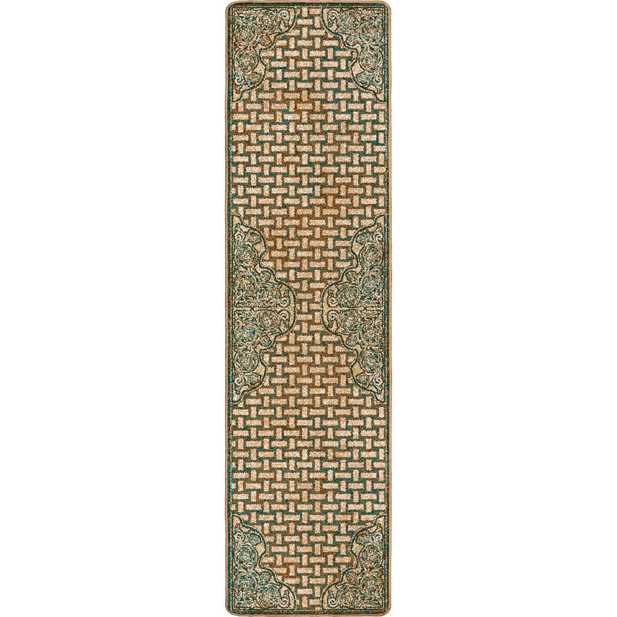 Turquoise Scroll Saddle Rug - 2 x 8