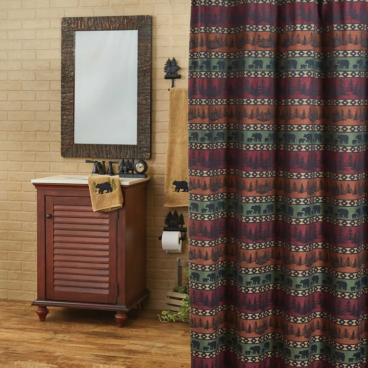 Mountain View Bear Shower Curtain