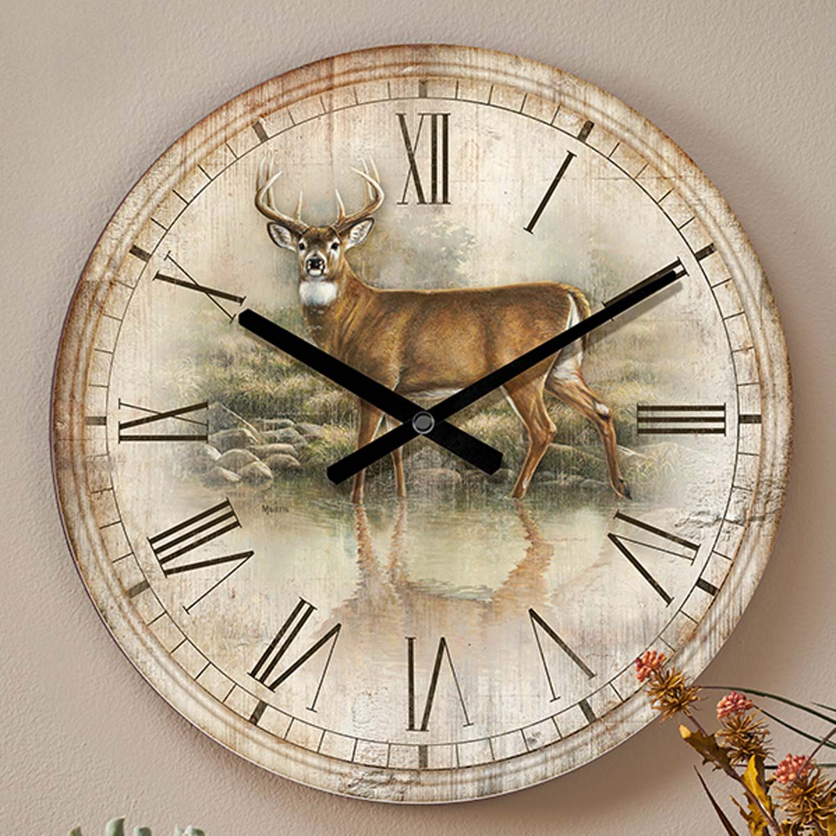 Wading Deer Wall Clock