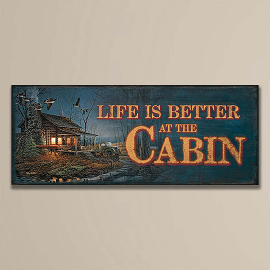 Cabin Living Wood Sign