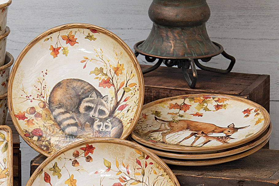 Autumn Wildlife Dessert Plates - Set of 4 - OVERSTOCK