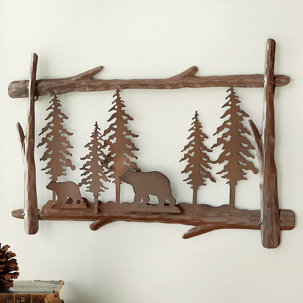 Bear & Tree Metal Wall Art