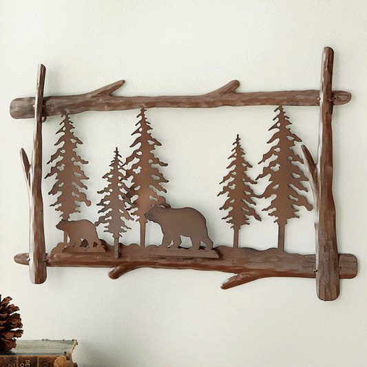 Bear & Tree Metal Wall Art