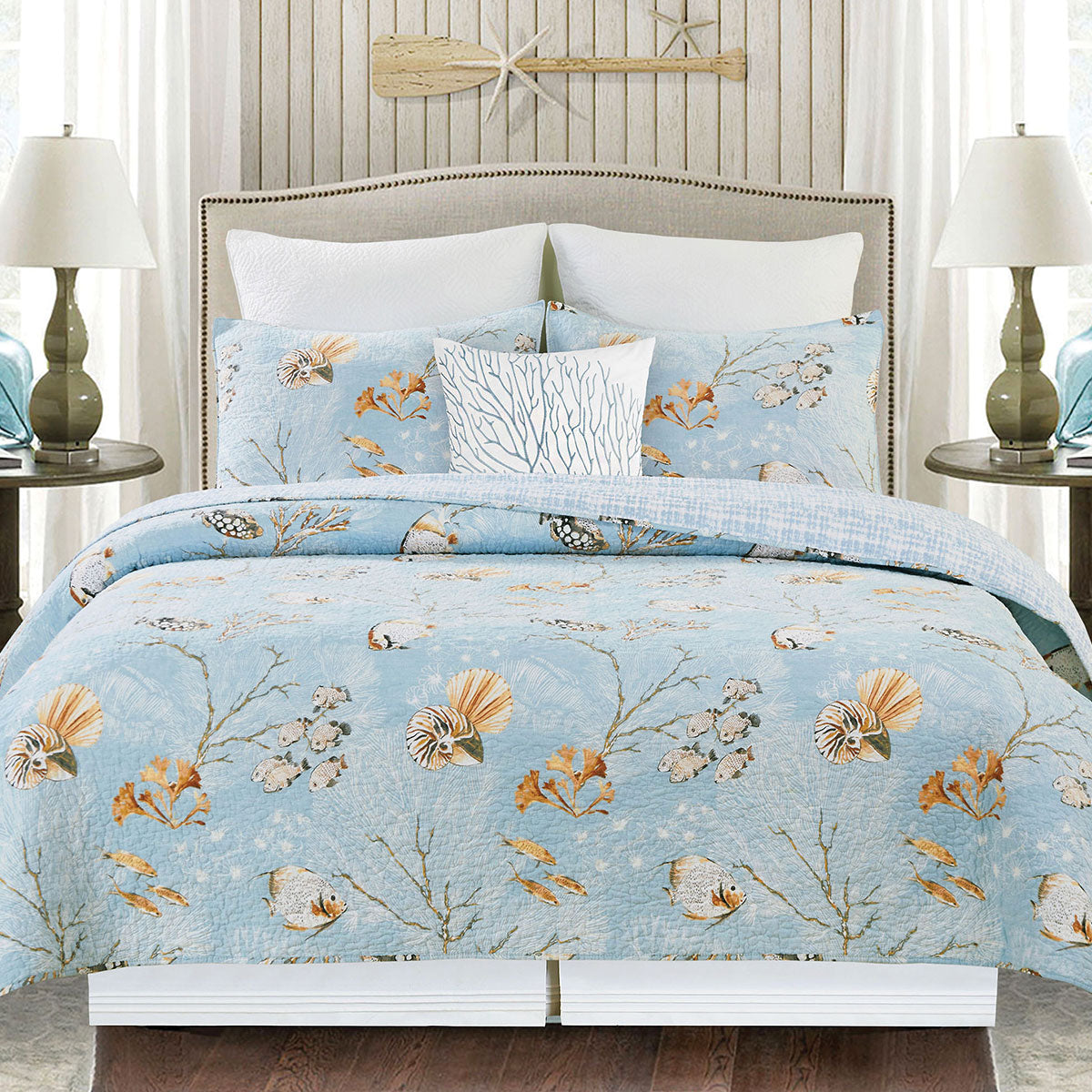 Undersea Impressions Quilt Bed Set - Full/Queen - OVERSTOCK