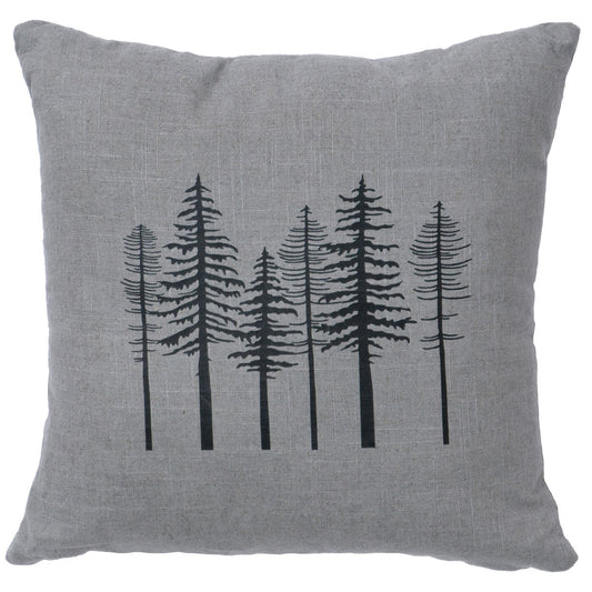 Trees Linen Pillow - Gray