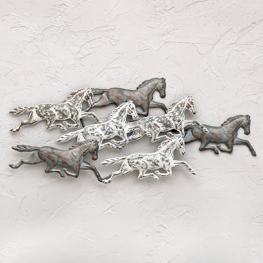 Frosted Metal Horses Wall Art