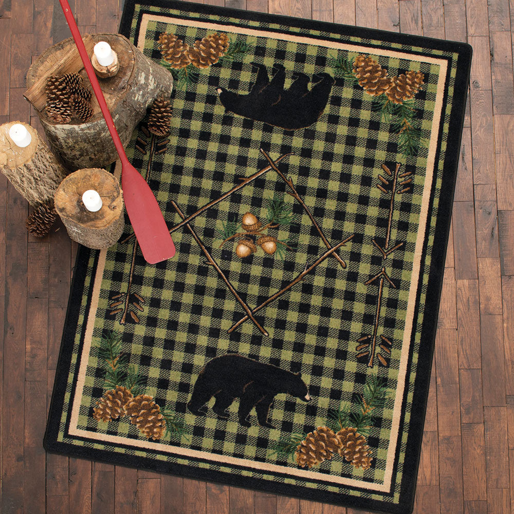 Deep Woods Bear Green Rug - 2 x 8