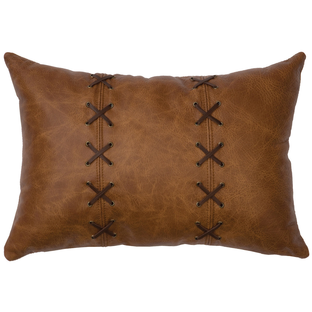 Whiskey Leather & Deerskin Lacing Pillow - Fabric Back