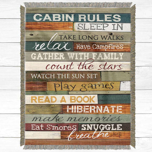 Cabin Rules Throw Blanket - Large