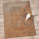 Western Boot Stitched Tan Rug - 5 x 8