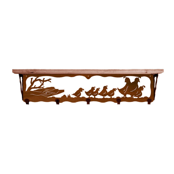 Quail Family 34 Inch Pine Hook Shelf