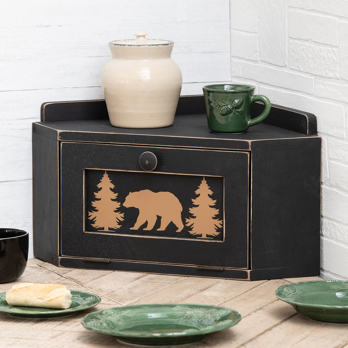Bear Silhouette Corner Breadbox