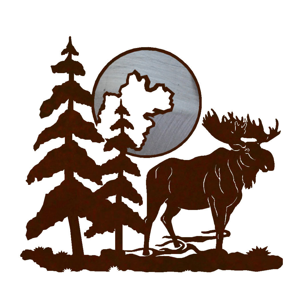 Moose and Moon Metal Wall Hanging