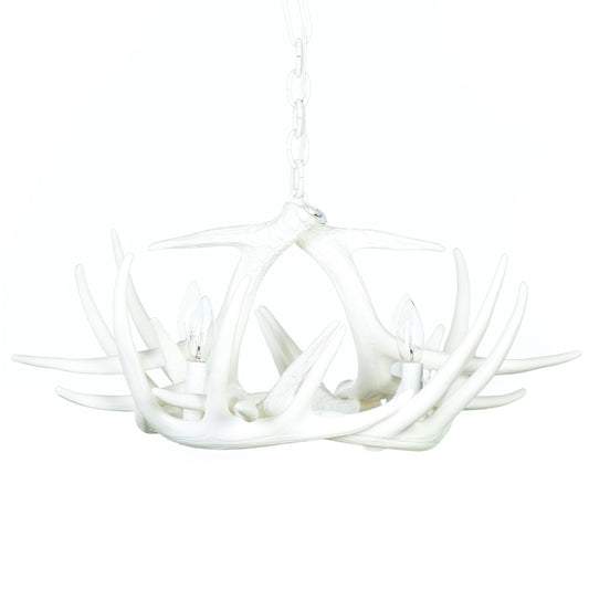 Whitetail Deer 6 Antler White Chandelier