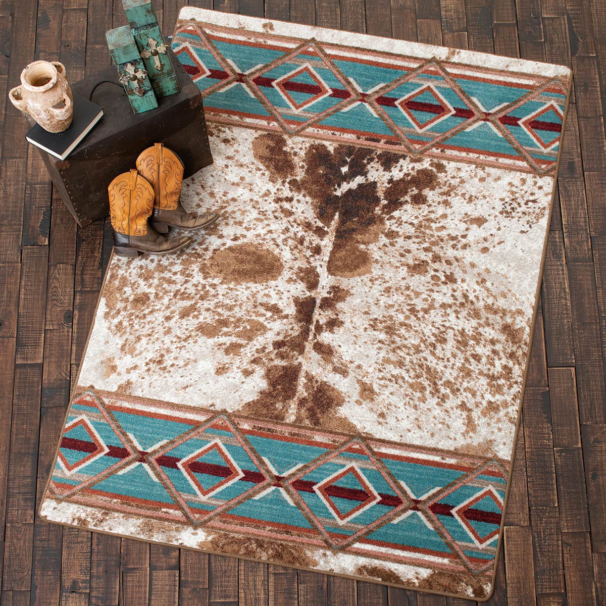 Turquoise Plains Cowhide Rug - 8 x 11