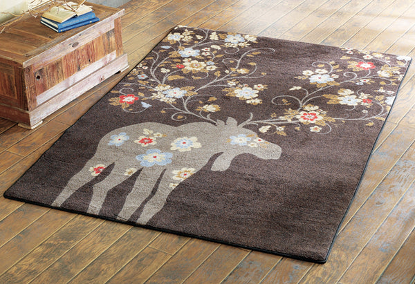Moose Blossom Chocolate Rug - 5 x 8