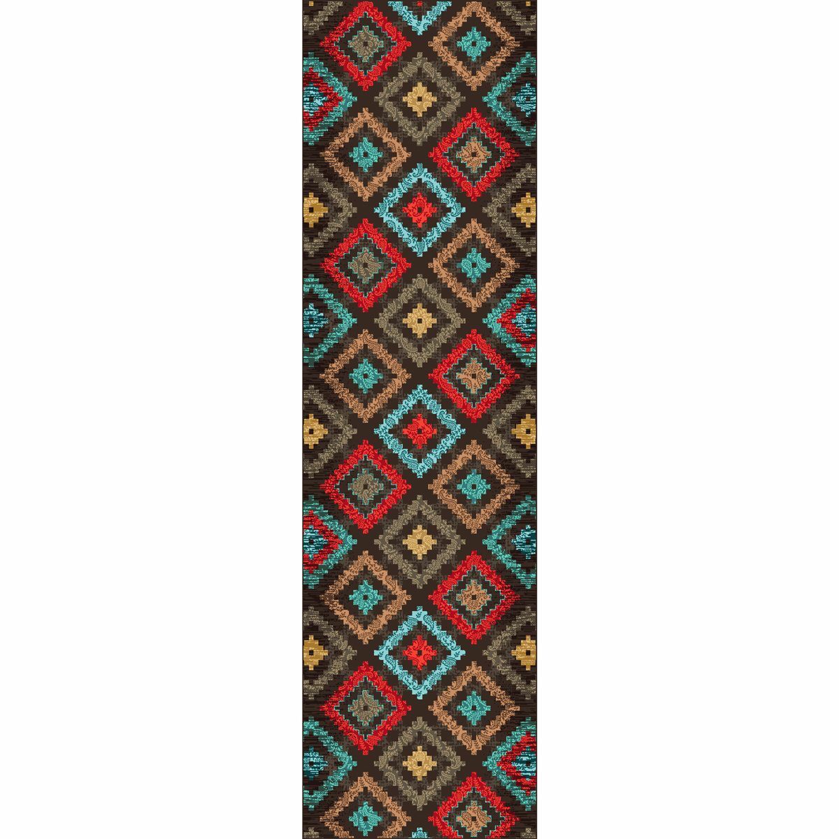 Diamond Dance Turquoise Rug - 2 x 8