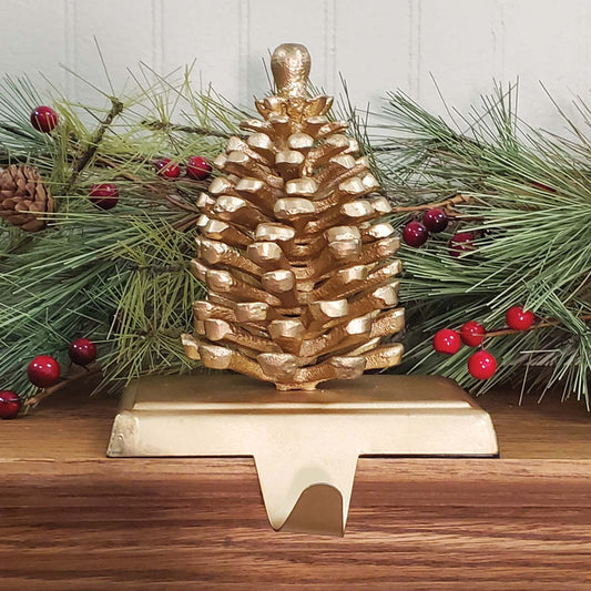 Golden Pinecone Stocking Hanger