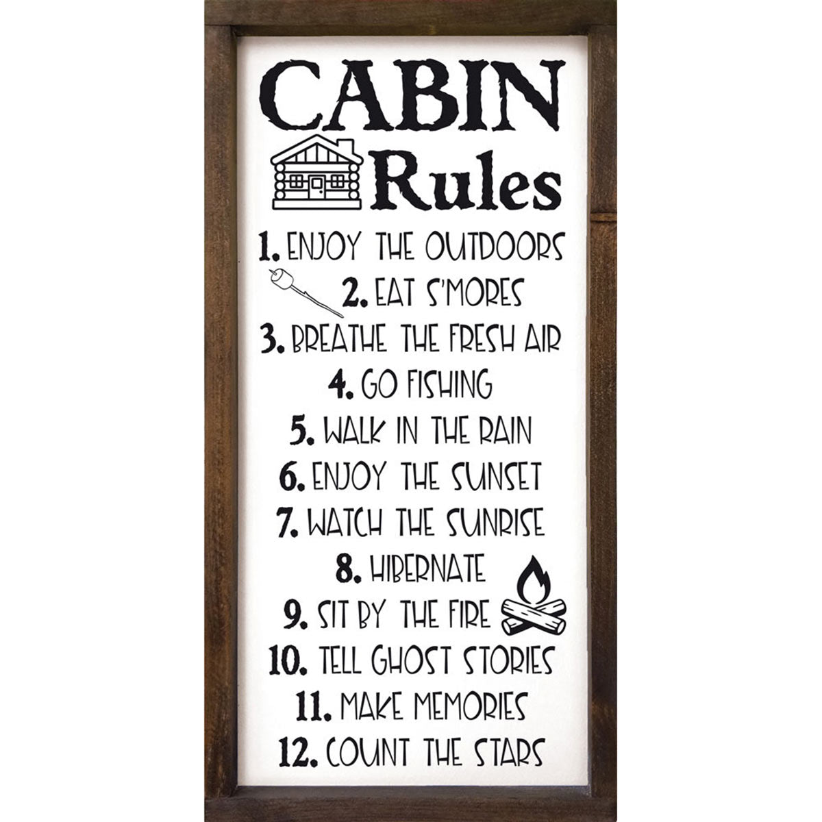 Twelve Cabin Rules Wood Sign