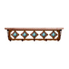 Turquoise Stone 34 Inch Pine Hook Shelf