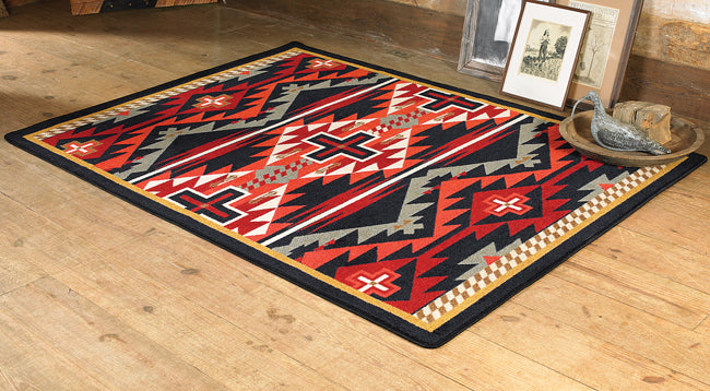 Rustic Cross Black Southwestern Rug - 5 x 8