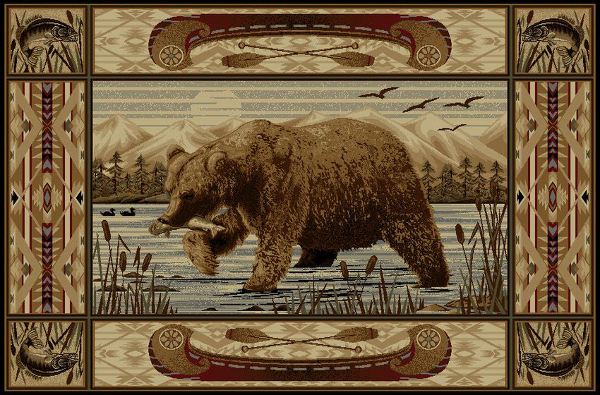 Fishing Bear Rug - 5 x 8