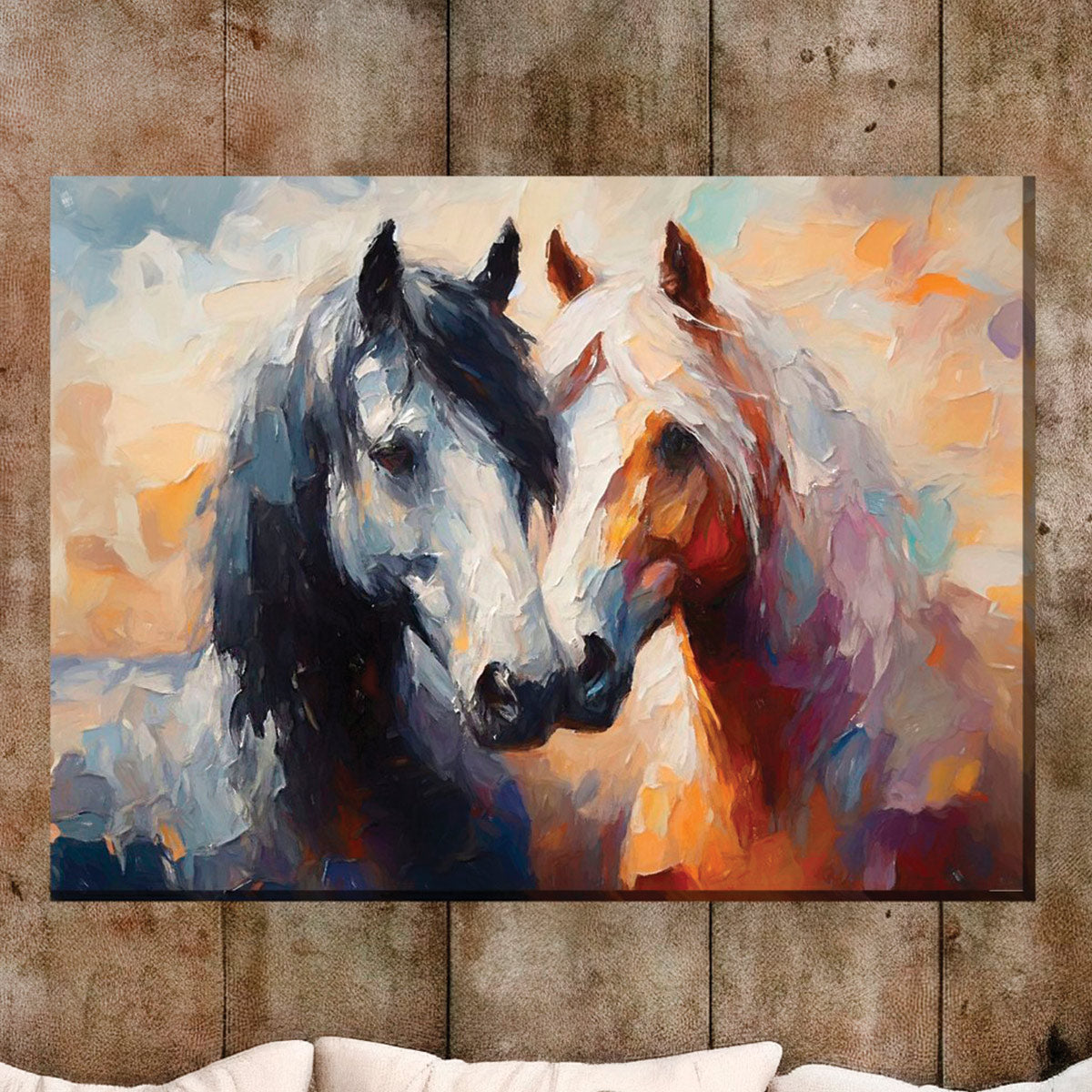Sunset Horses Indoor/Outdoor Canvas Wall Art