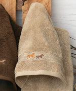 Running Horses Linen Embroidered Wash Cloth