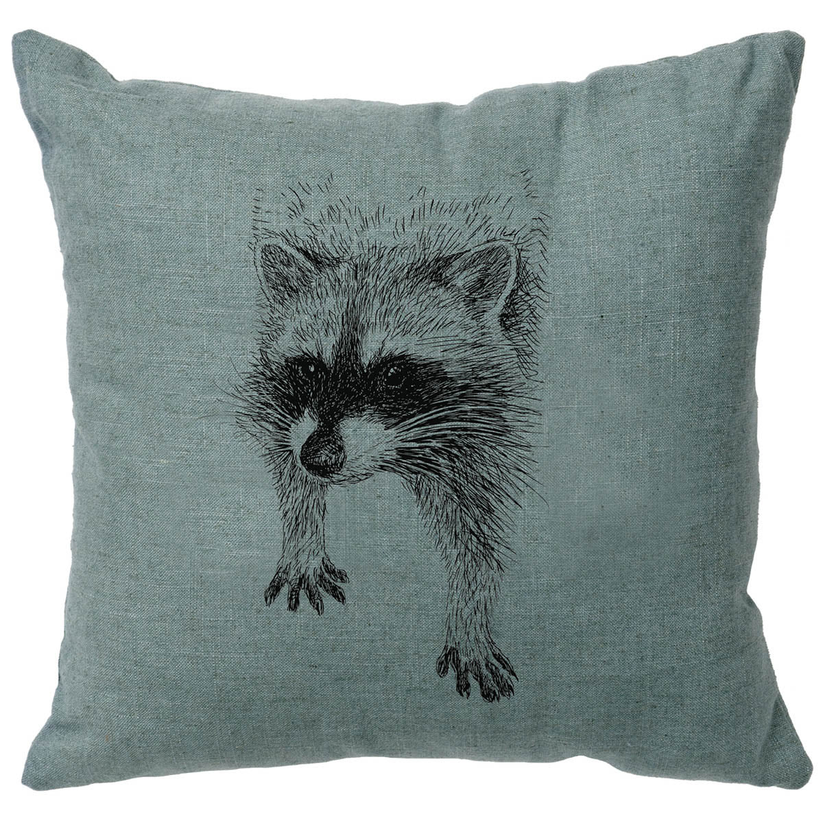 Racoon Linen Pillow - Ocean