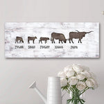 Longhorn Family Personalized Stretched Canvas - Large