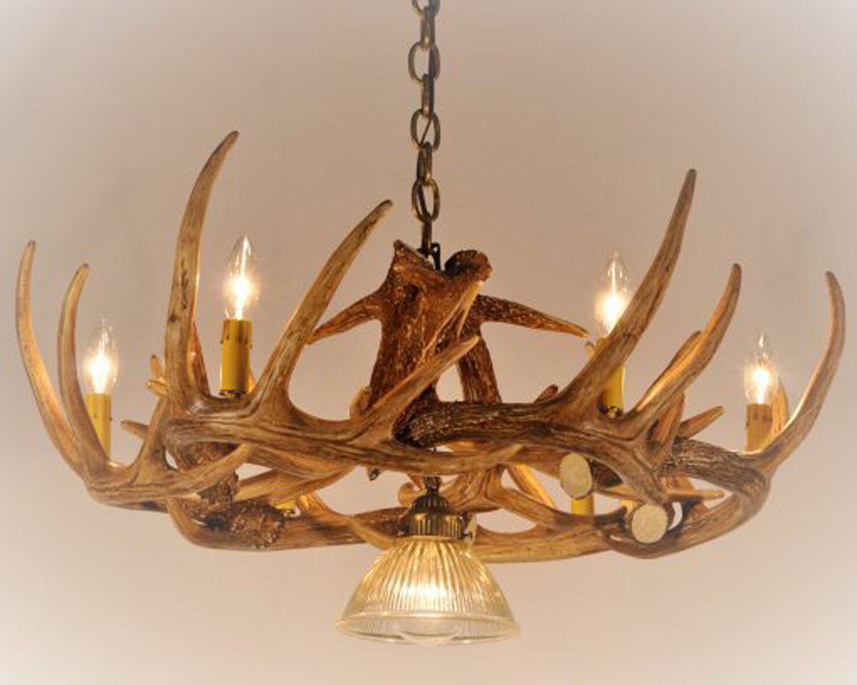 Whitetail 9 Antler Chandelier with Downlight