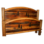 Barnwood Arched Bed with Tree Carvings - Full