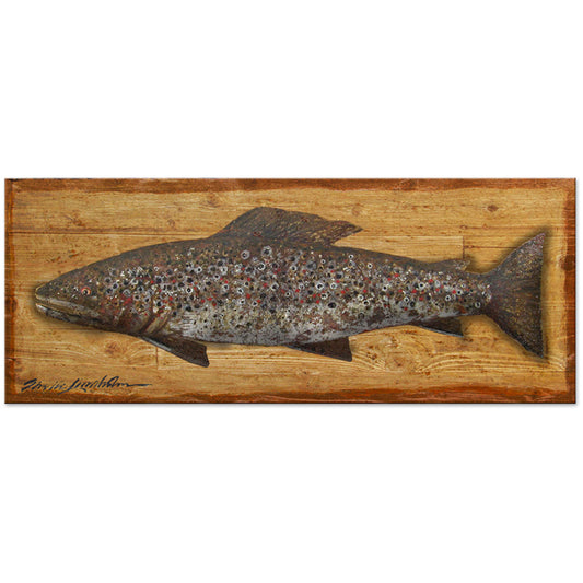 Brown Trout Metal and Wood Wall Hanging