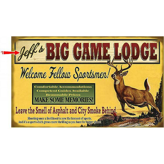 Big Game Lodge Sign - 18 x 30
