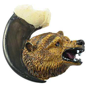 Grizzly Bear With Bear Claw Cabinet Knob - Set of 2