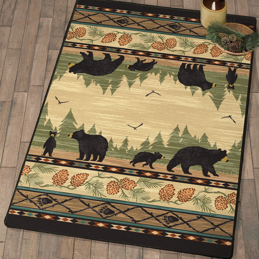 Family Time Black Bear & Cubs Rug - 3 x 4