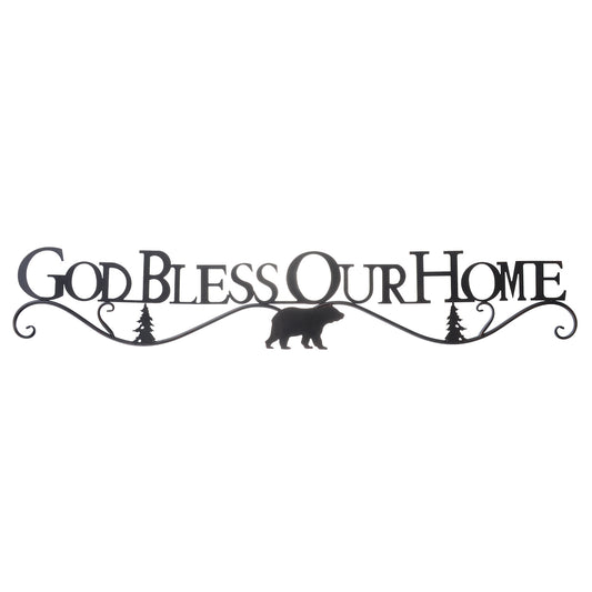 God Bless Our Home Metal Bear Wall Hanging