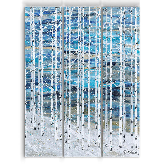 Snowy Mountain Indoor/Outdoor Wall Triptych