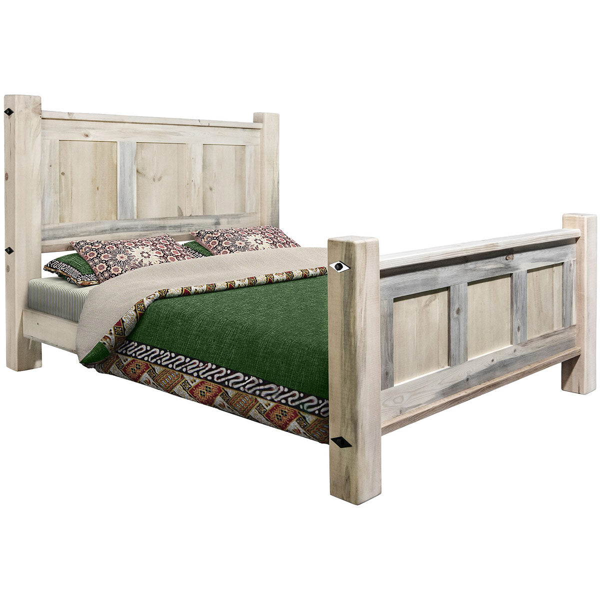 Lima Sawn Bed with Iron & Clear Lacquer - King