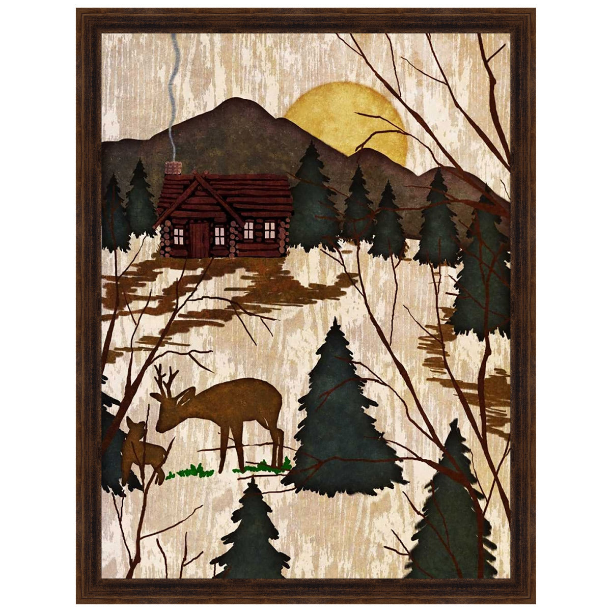 Deer Cabin II Canvas Art
