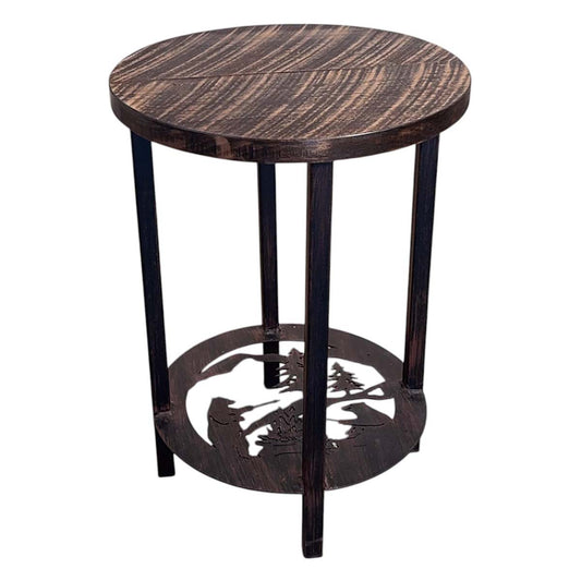 Marshmallow Bear Iron & Wood End Table