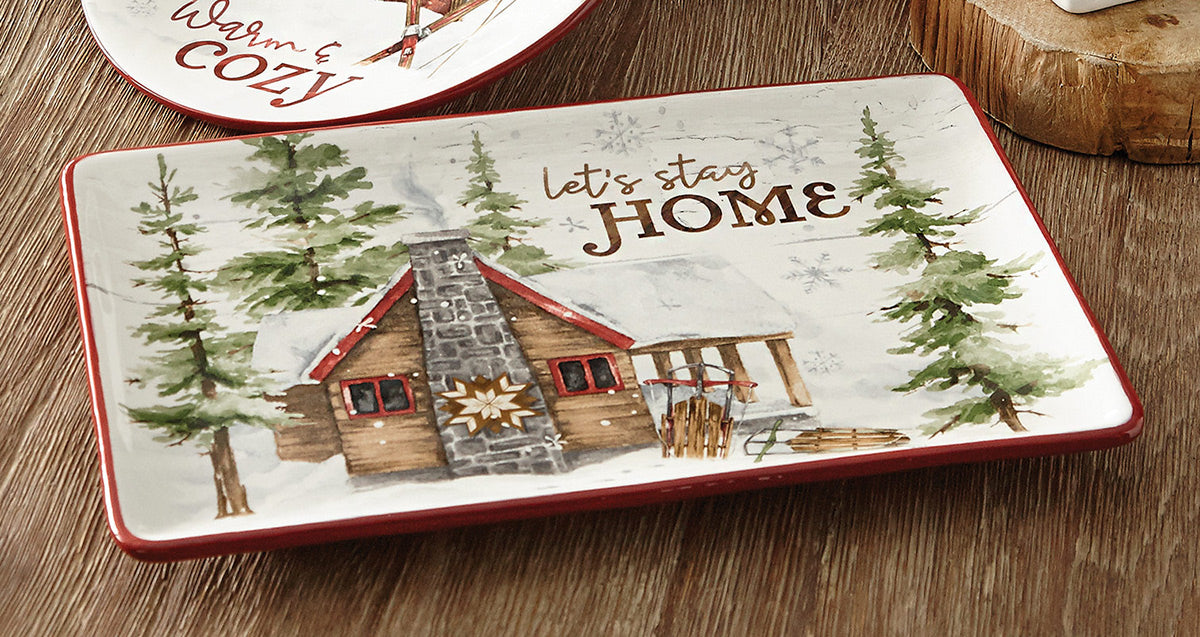 Winter Cabin Platter - OVERSTOCK