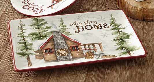 Winter Cabin Platter - OVERSTOCK